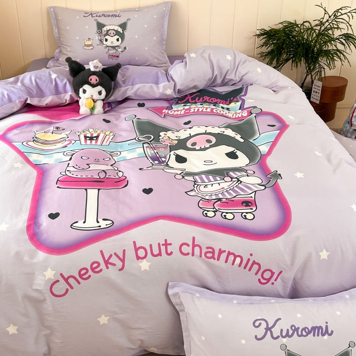 91家纺网 家纺一手货源 找家纺 博雅 2025春夏新款全棉纯棉三丽欧新款大板四件套 全棉大版（信封枕）库洛米宝贝