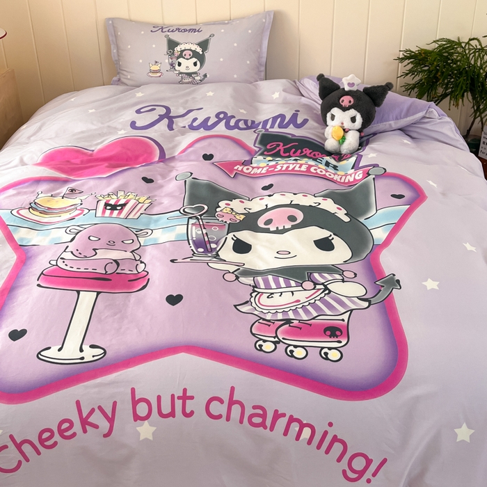 91家纺网 家纺一手货源 找家纺 博雅 2025春夏新款全棉纯棉三丽欧新款大板四件套 全棉大版（信封枕）库洛米宝贝