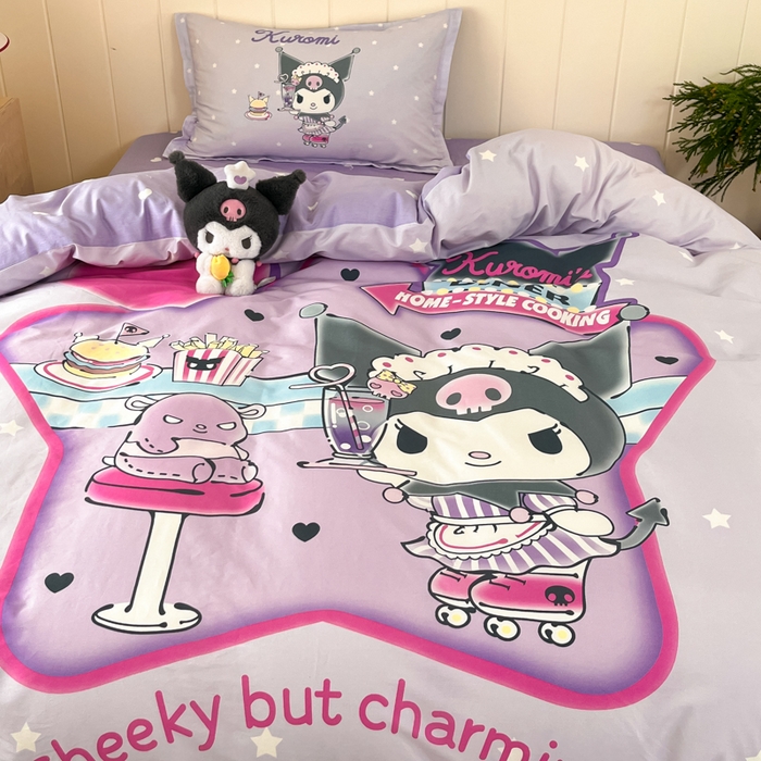 91家纺网 家纺一手货源 找家纺 博雅 2025春夏新款全棉纯棉三丽欧新款大板四件套 全棉大版（信封枕）库洛米宝贝