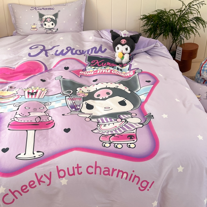 91家纺网 家纺一手货源 找家纺 博雅 2025春夏新款全棉纯棉三丽欧新款大板四件套 全棉大版（信封枕）库洛米宝贝