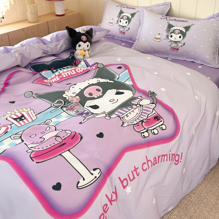 91家纺网 家纺一手货源 找家纺 博雅 2025春夏新款全棉纯棉三丽欧新款大板四件套 全棉大版（信封枕）库洛米宝贝