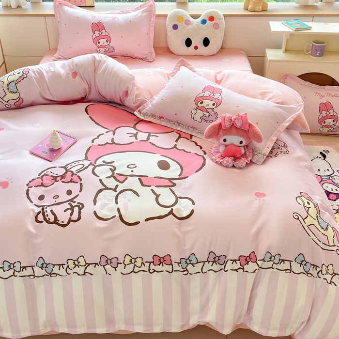 91家纺网 家纺一手货源 找家纺 博雅 2025春夏新款全棉纯棉三丽欧新款大板四件套 全棉大版（信封枕）木马美乐蒂