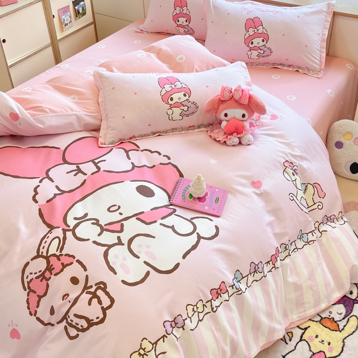 91家纺网 家纺一手货源 找家纺 博雅 2025春夏新款全棉纯棉三丽欧新款大板四件套 全棉大版（信封枕）木马美乐蒂