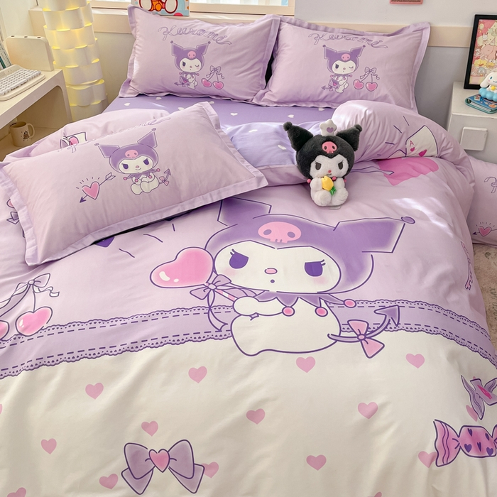 91家纺网 家纺一手货源 找家纺 博雅 2025春夏新款全棉纯棉三丽欧新款大板四件套 全棉大版（信封枕）气球库洛米