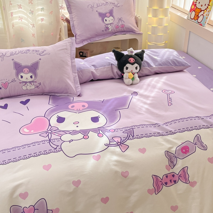 91家纺网 家纺一手货源 找家纺 博雅 2025春夏新款全棉纯棉三丽欧新款大板四件套 全棉大版（信封枕）气球库洛米