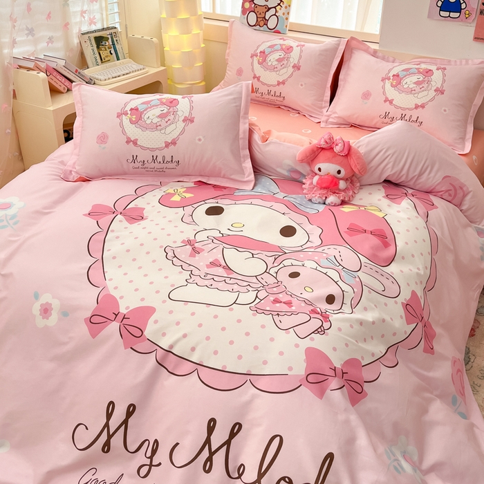 91家纺网 家纺一手货源 找家纺 博雅 2025春夏新款全棉纯棉三丽欧新款大板四件套 全棉大版（信封枕）小花美乐蒂