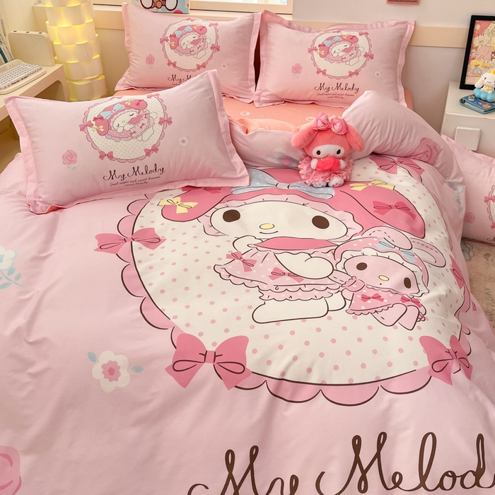 91家纺网 家纺一手货源 找家纺 博雅 2025春夏新款全棉纯棉三丽欧新款大板四件套 全棉大版（信封枕）小花美乐蒂