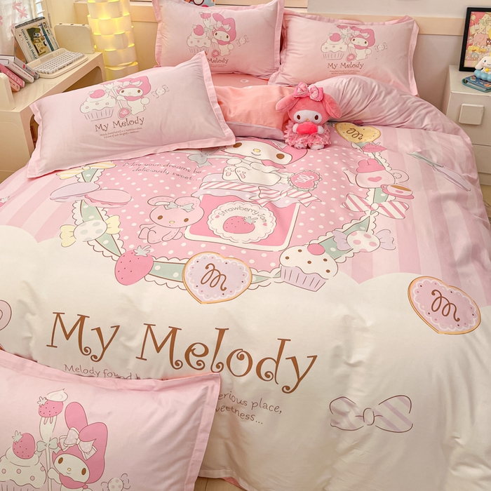 91家纺网 家纺一手货源 找家纺 博雅 2025春夏新款全棉纯棉三丽欧新款大板四件套 全棉大版（信封枕）音乐美乐蒂