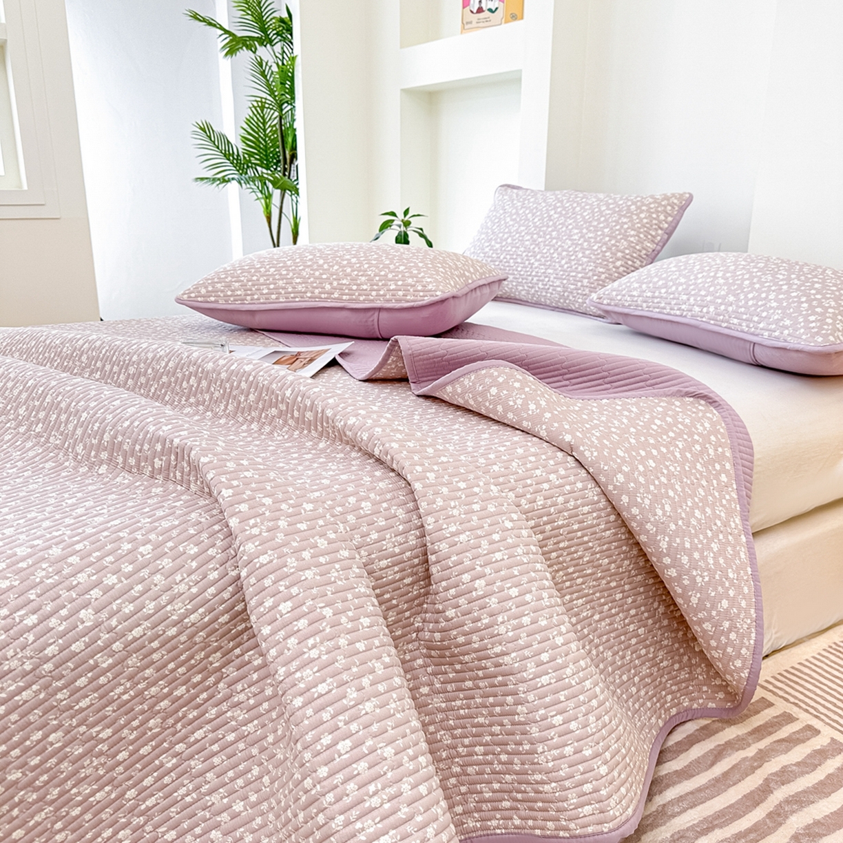 91家纺网 家纺一手货源 找家纺 （总）橘夏家纺 2025新款多功能全棉床盖三件套