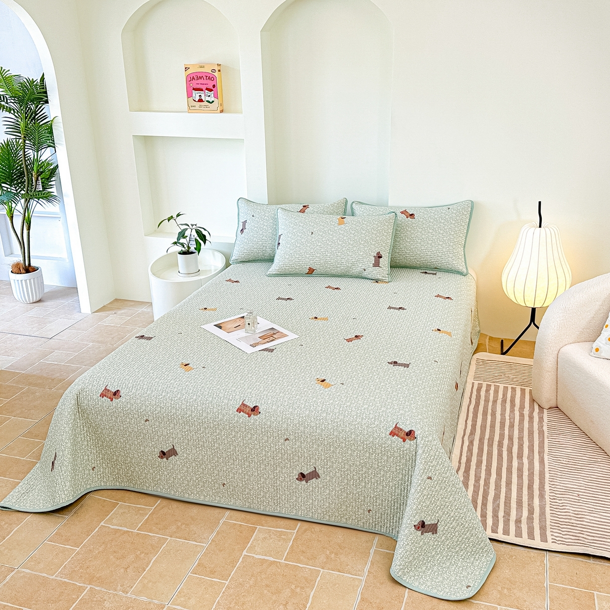 91家纺网 家纺一手货源 找家纺 （总）橘夏家纺 2025新款多功能全棉床盖三件套