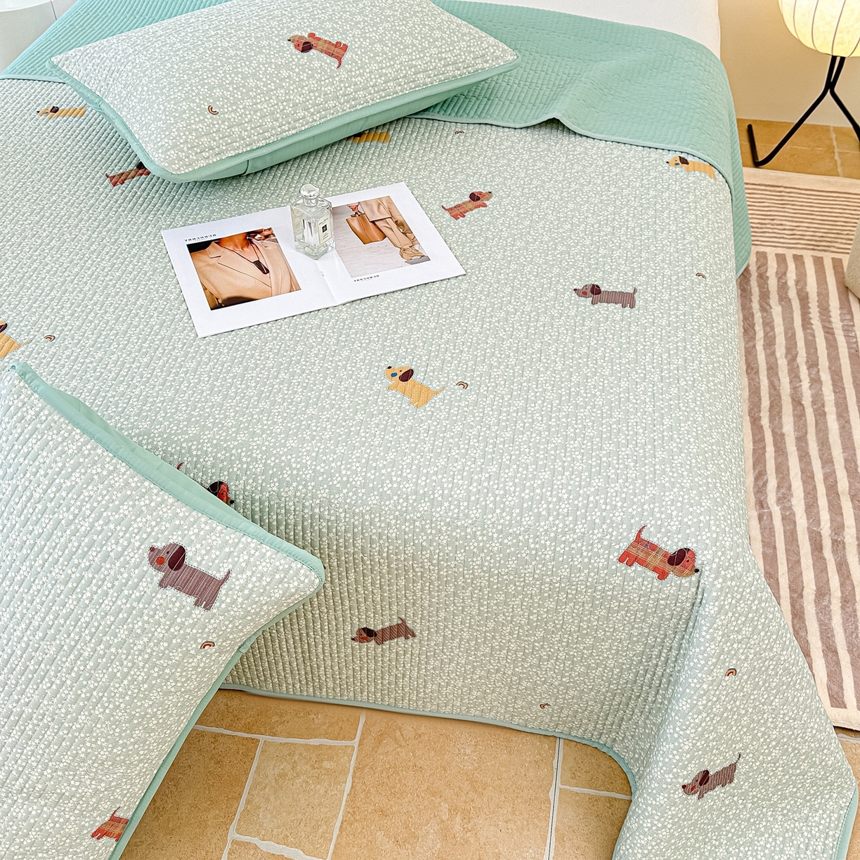 91家纺网 家纺一手货源 找家纺 （总）橘夏家纺 2025新款多功能全棉床盖三件套