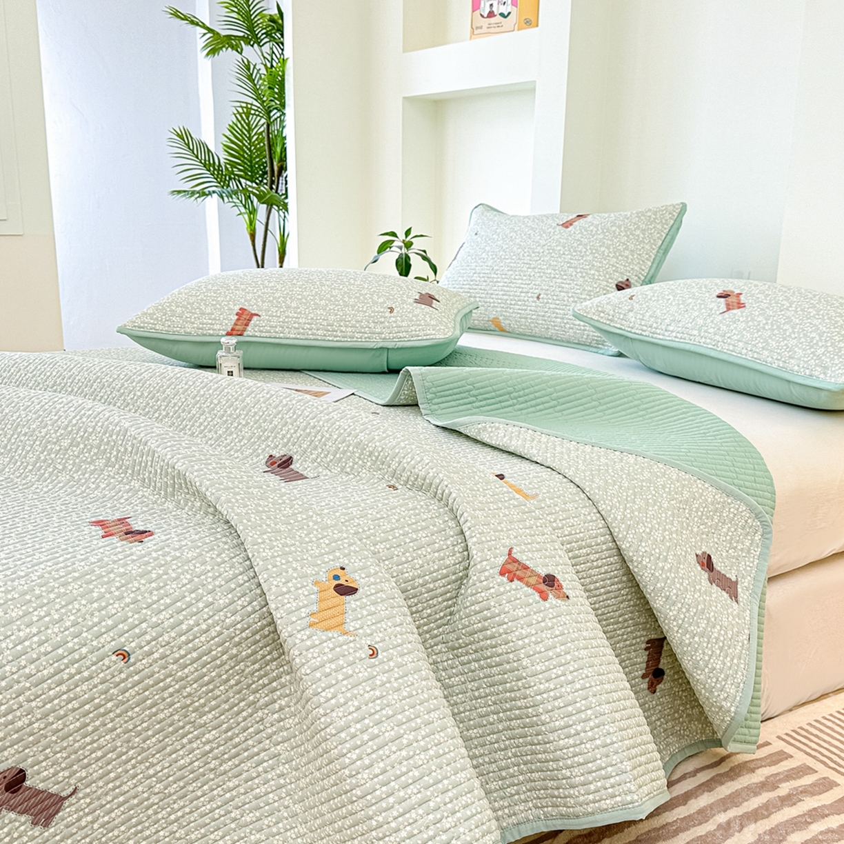 （总）橘夏家纺2025新款多功能全棉床盖三件套