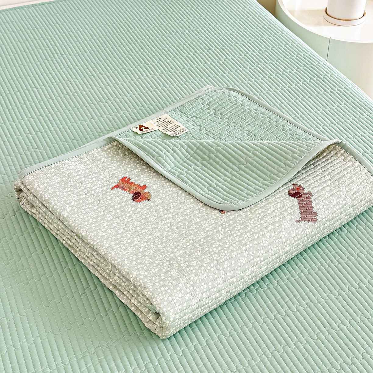 91家纺网 家纺一手货源 找家纺 橘夏家纺 2025新款多功能全棉床盖三件套 布丁狗