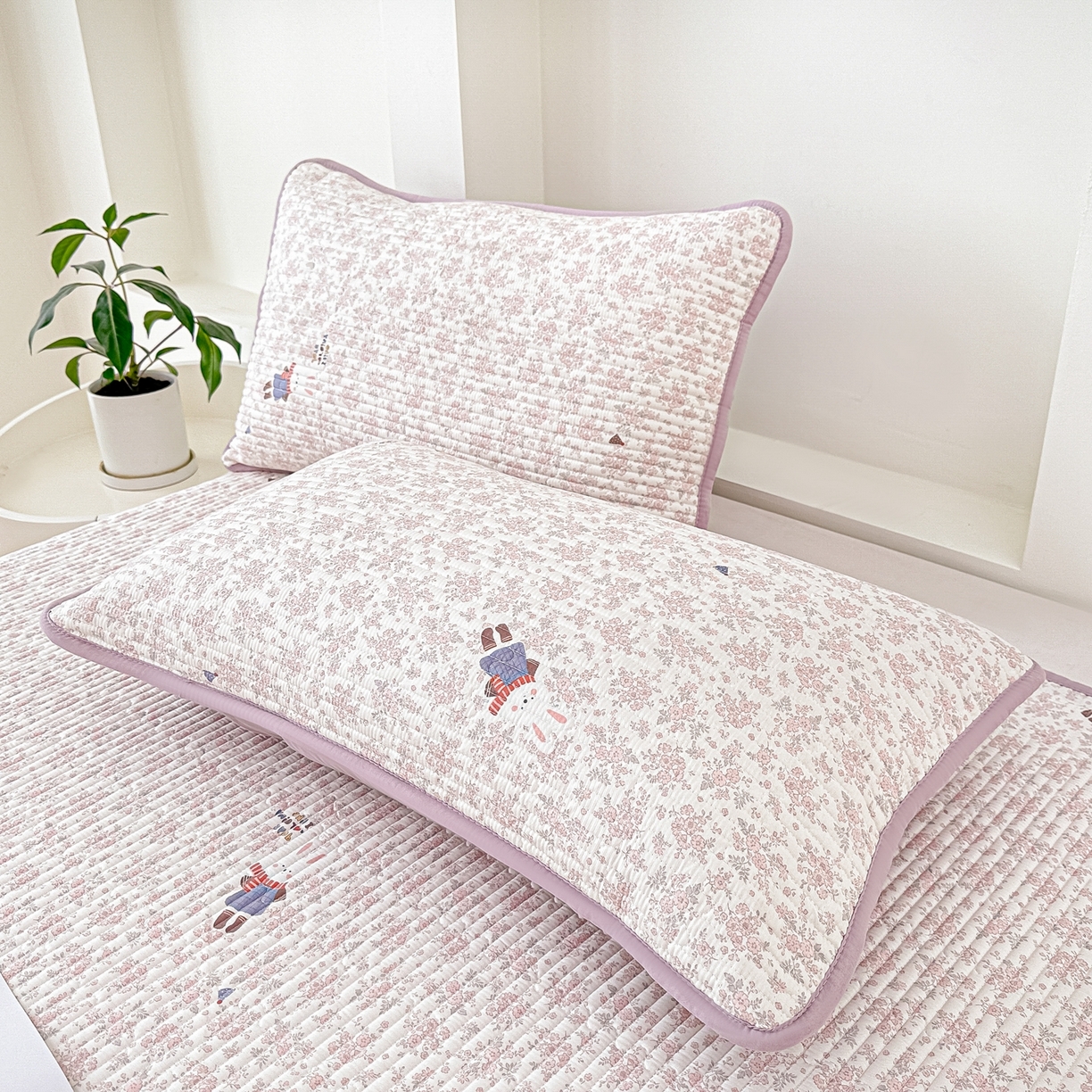 91家纺网 家纺一手货源 找家纺 橘夏家纺 2025新款多功能全棉床盖三件套 妮可兔