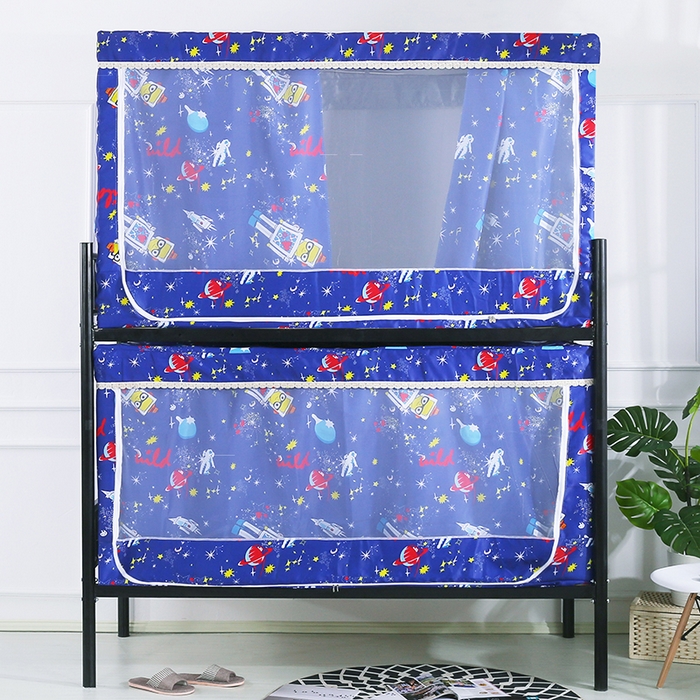 91家纺网 家纺一手货源 找家纺 棉姐床帘蚊帐窗帘 2025新款学生有拉链加厚强遮光一体式床帘蚊帐 宇航员