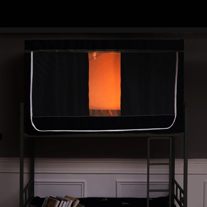 91家纺网 家纺一手货源 找家纺 棉姐床帘蚊帐窗帘 2025新款学生有拉链加厚强遮光一体式床帘蚊帐 纯黑