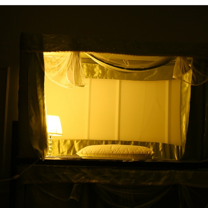 91家纺网 家纺一手货源 找家纺 棉姐床帘蚊帐窗帘 2025新款学生有拉链加厚强遮光一体式床帘蚊帐 纯黑