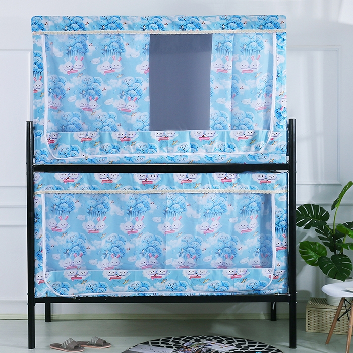 91家纺网 家纺一手货源 找家纺 棉姐床帘蚊帐窗帘 2025新款学生有拉链加厚强遮光一体式床帘蚊帐 萌萌兔