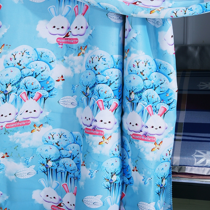 91家纺网 家纺一手货源 找家纺 棉姐床帘蚊帐窗帘 2025新款学生有拉链加厚强遮光一体式床帘蚊帐 萌萌兔