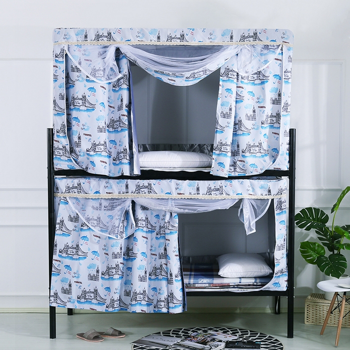 棉姐床帘蚊帐窗帘 2025新款学生有拉链加厚强遮光一体式床帘蚊帐 踏桥听雨