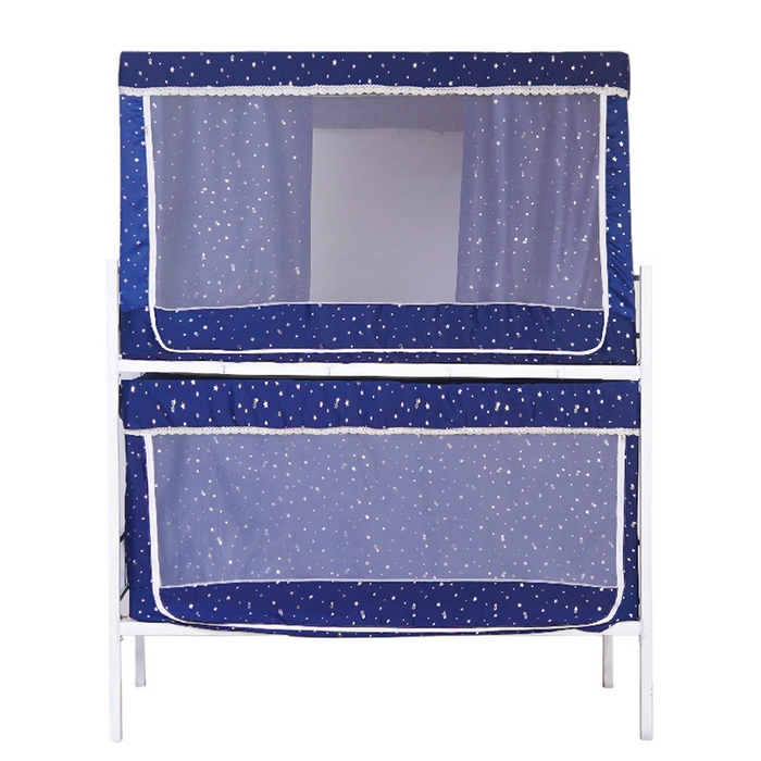 91家纺网 家纺一手货源 找家纺 棉姐床帘蚊帐窗帘 2025新款学生有拉链加厚强遮光一体式床帘蚊帐 星愿藏青