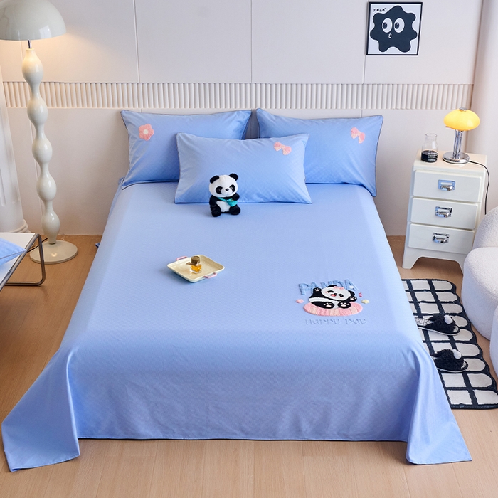 91家纺网 家纺一手货源 找家纺 （总）春皖家纺 2025新款全棉纯棉提花粗布毛巾绣凉席席子单床单 床单单件-风格二