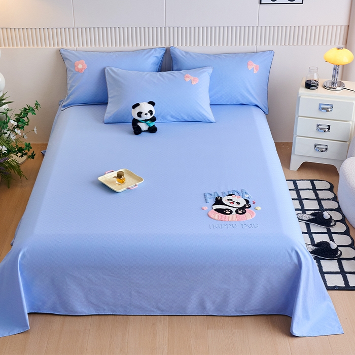 91家纺网 家纺一手货源 找家纺 （总）春皖家纺 2025新款全棉纯棉提花粗布毛巾绣凉席席子单床单 床单单件-风格二