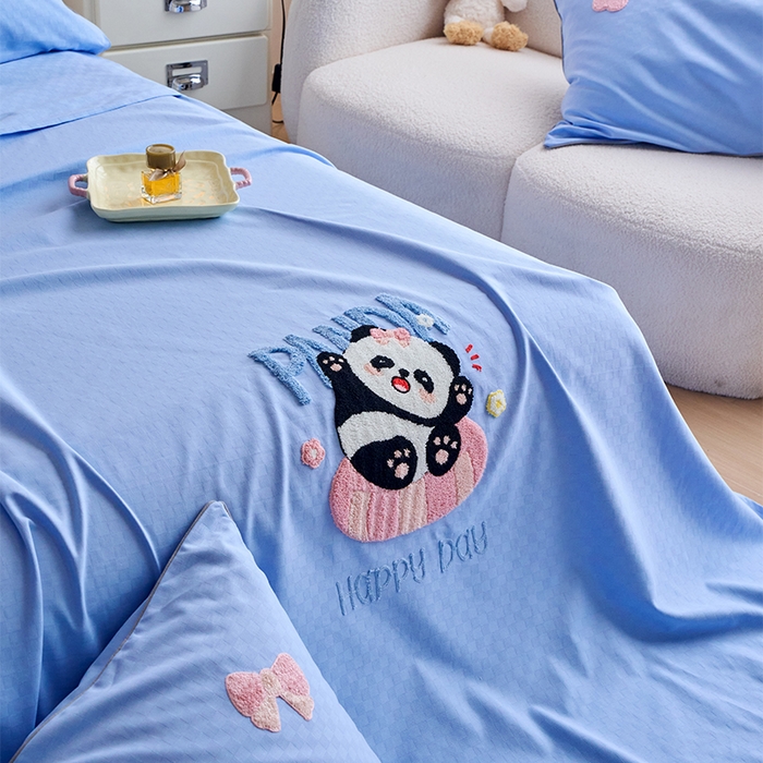 91家纺网 家纺一手货源 找家纺 （总）春皖家纺 2025新款全棉纯棉提花粗布毛巾绣凉席席子单床单 床单单件-风格二