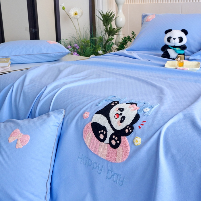 91家纺网 家纺一手货源 找家纺 （总）春皖家纺 2025新款全棉纯棉提花粗布毛巾绣凉席席子单床单 床单单件-风格二