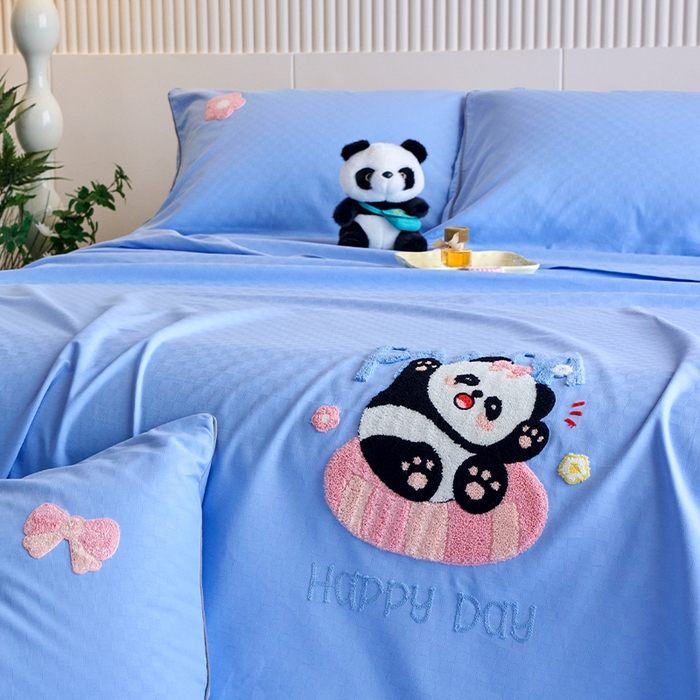 91家纺网 家纺一手货源 找家纺 （总）春皖家纺 2025新款全棉纯棉提花粗布毛巾绣凉席席子单床单 床单单件-风格二