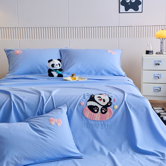 91家纺网 家纺一手货源 找家纺 （总）春皖家纺 2025新款全棉纯棉提花粗布毛巾绣凉席席子单床单 床单单件-风格二