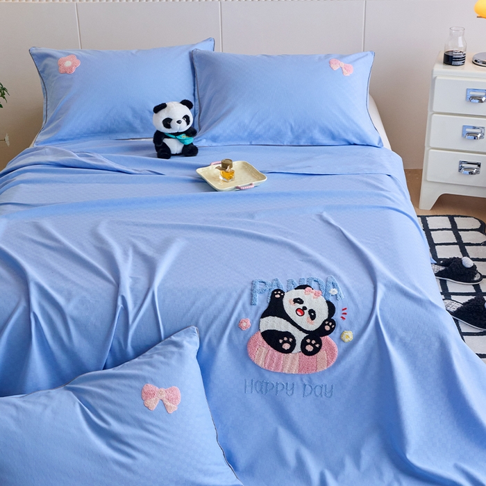 91家纺网 家纺一手货源 找家纺 （总）春皖家纺 2025新款全棉纯棉提花粗布毛巾绣凉席席子单床单 床单单件-风格二