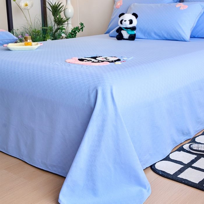 91家纺网 家纺一手货源 找家纺 （总）春皖家纺 2025新款全棉纯棉提花粗布毛巾绣凉席席子单床单 床单单件-风格二