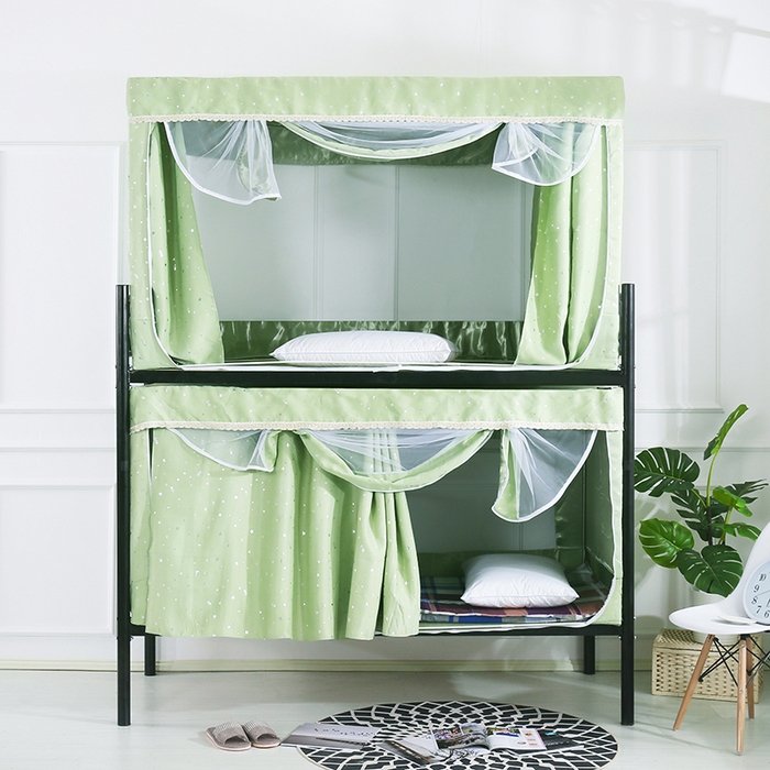 91家纺网 家纺一手货源 找家纺 棉姐床帘蚊帐窗帘 2025新款学生有拉链加厚强遮光一体式床帘蚊帐 星愿绿,星愿绿+蚊帐+顶