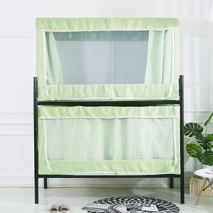 91家纺网 家纺一手货源 找家纺 棉姐床帘蚊帐窗帘 2025新款学生有拉链加厚强遮光一体式床帘蚊帐 星愿绿