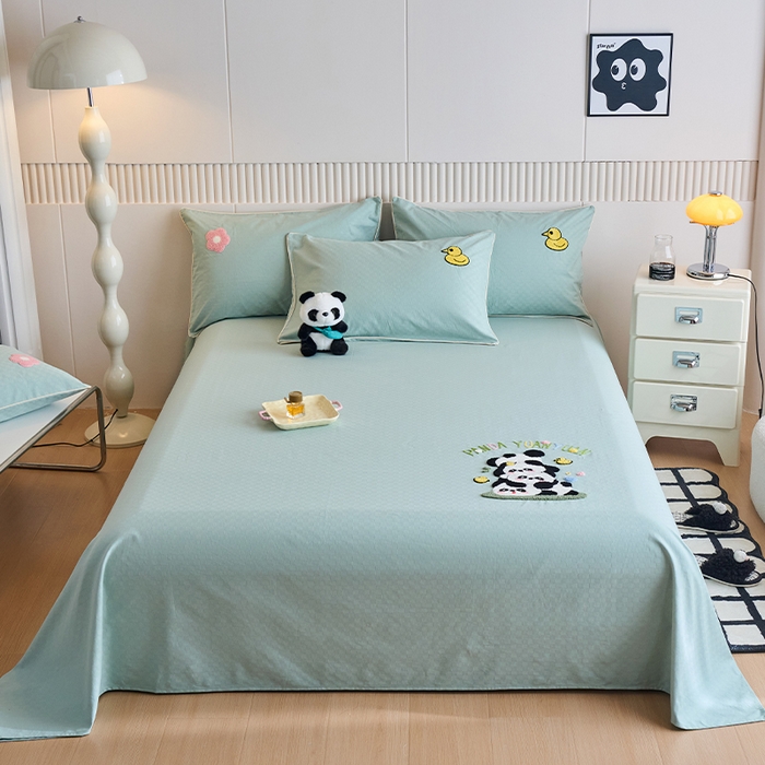 91家纺网 家纺一手货源 找家纺 （总）春皖家纺 2025新款全棉纯棉提花粗布毛巾绣凉席席子单床单 床单单件-风格二