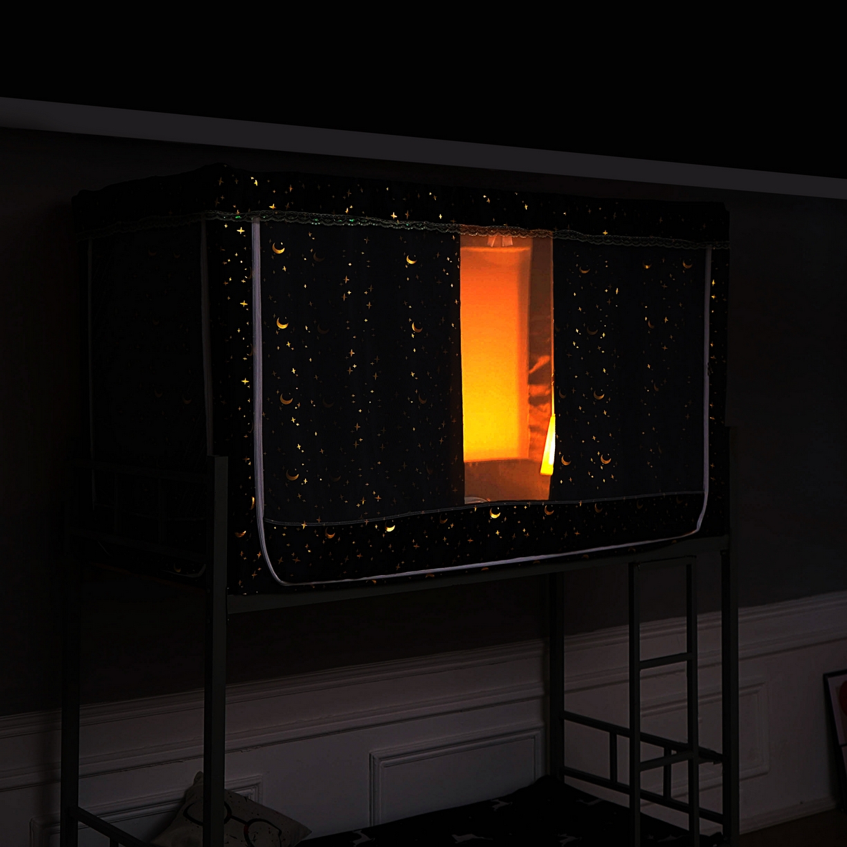 91家纺网 家纺一手货源 找家纺 棉姐床帘蚊帐窗帘 2025新款学生有拉链加厚强遮光一体式床帘蚊帐 星月