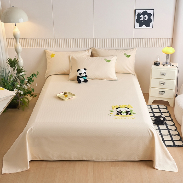 91家纺网 家纺一手货源 找家纺 （总）春皖家纺 2025新款全棉纯棉提花粗布毛巾绣凉席席子单床单 床单单件-风格二