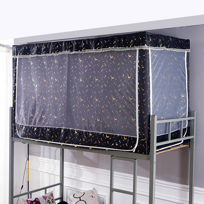 91家纺网 家纺一手货源 找家纺 棉姐床帘蚊帐窗帘 2025新款学生有拉链加厚强遮光一体式床帘蚊帐 星月