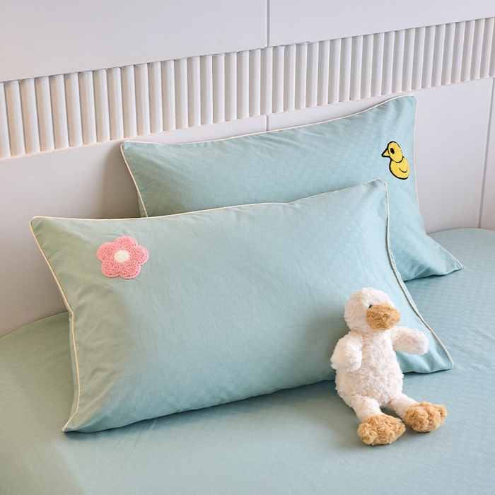 91家纺网 家纺一手货源 找家纺 （总）春皖家纺 2025新款全棉纯棉提花粗布毛巾绣单枕套 枕套单件-风格二