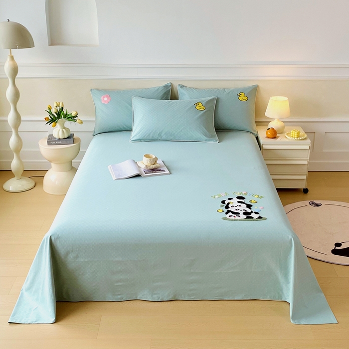 91家纺网 家纺一手货源 找家纺 （总）春皖家纺 2025新款全棉纯棉提花粗布毛巾绣凉席席子单床单 床单单件-风格一