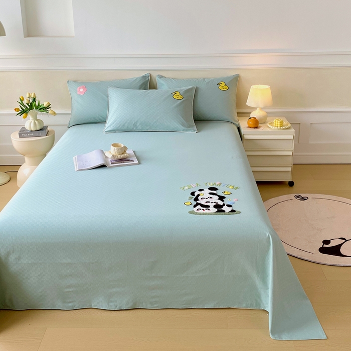 91家纺网 家纺一手货源 找家纺 （总）春皖家纺 2025新款全棉纯棉提花粗布毛巾绣凉席席子单床单 床单单件-风格一