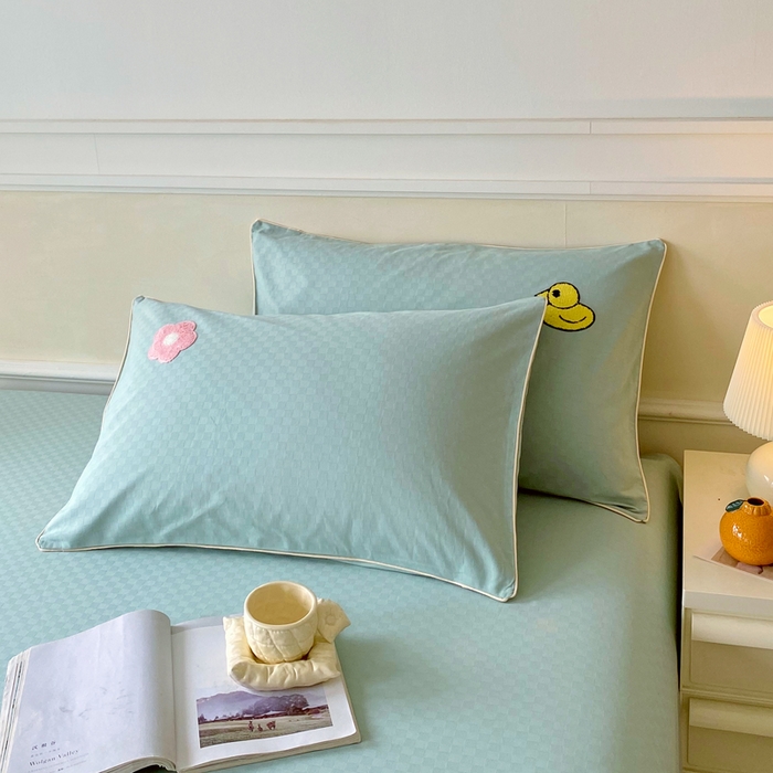 91家纺网 家纺一手货源 找家纺 （总）春皖家纺 2025新款全棉纯棉提花粗布毛巾绣凉席席子单床单 床单单件-风格一