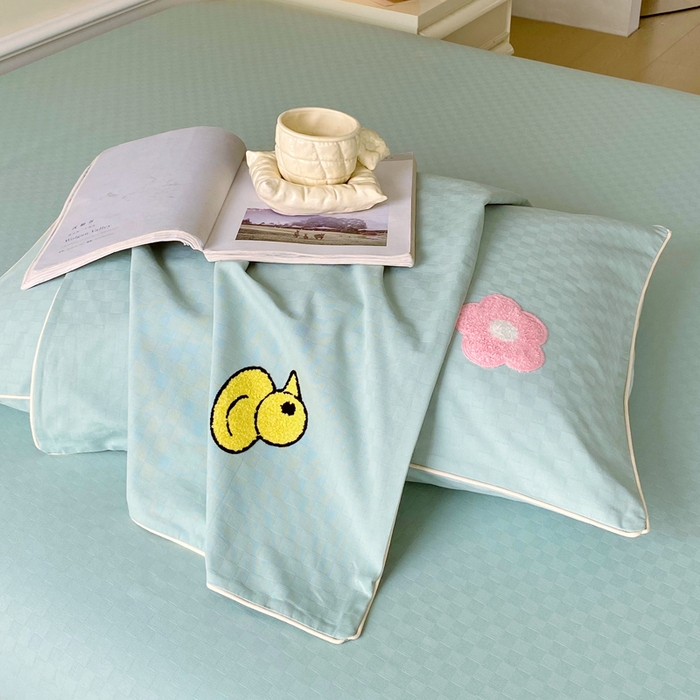 91家纺网 家纺一手货源 找家纺 （总）春皖家纺 2025新款全棉纯棉提花粗布毛巾绣凉席席子单床单 床单单件-风格一