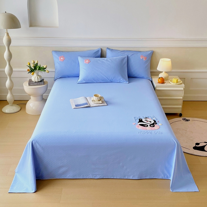 91家纺网 家纺一手货源 找家纺 （总）春皖家纺 2025新款全棉纯棉提花粗布毛巾绣凉席席子单床单 床单单件-风格一