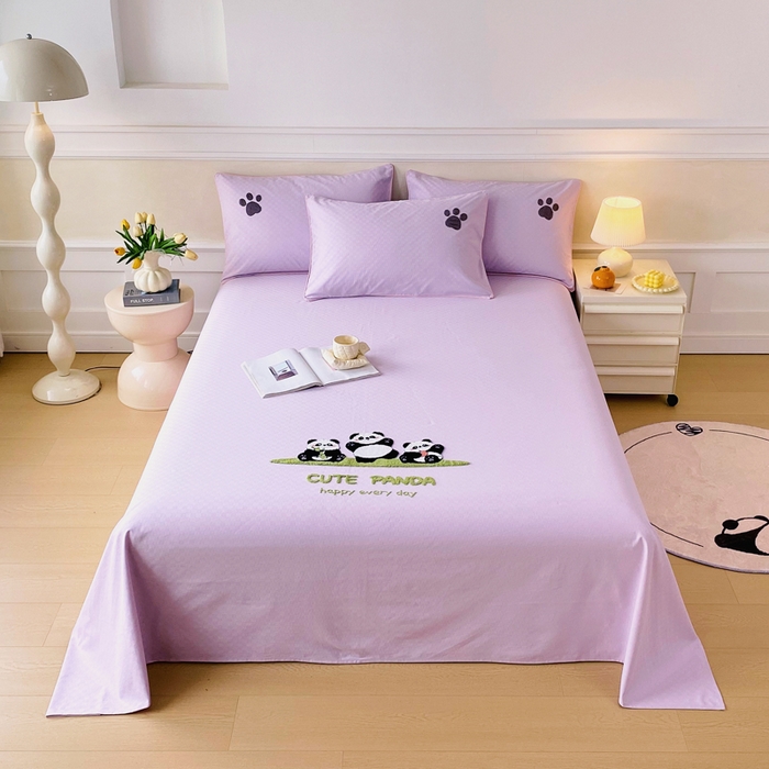 91家纺网 家纺一手货源 找家纺 （总）春皖家纺 2025新款全棉纯棉提花粗布毛巾绣凉席席子单床单 床单单件-风格一