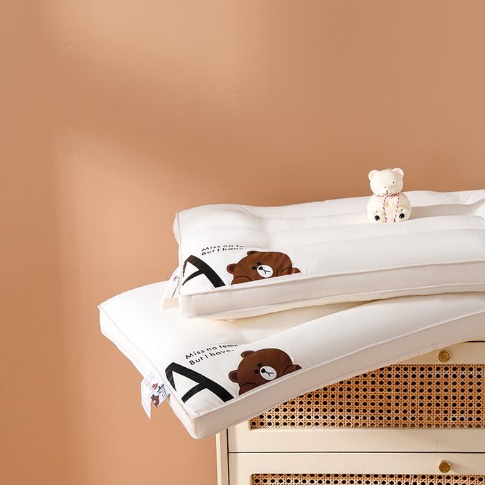 91家纺网 家纺一手货源 找家纺 （总）仁宇枕业 2025新款新品A类无荧光全棉A+熊儿童学生幼儿成人多规格酒店低枕头枕芯