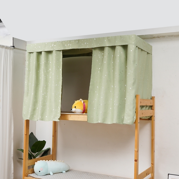 91家纺网 家纺一手货源 找家纺 棉姐 床帘蚊帐2025新款 学生床帘蚊帐床帘 强遮光三层彩画上下铺宿舍床帘 心愿-绿