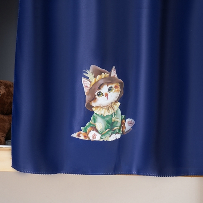 91家纺网 家纺一手货源 找家纺 棉姐 床帘蚊帐 学生床帘蚊帐床帘 强遮光三层彩画上下铺宿舍床帘2024新款 萌猫