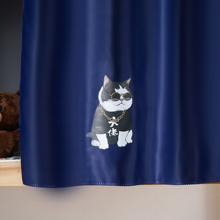 91家纺网 家纺一手货源 找家纺 棉姐 床帘蚊帐 学生床帘蚊帐床帘 强遮光三层彩画上下铺宿舍床帘2024新款 萌猫